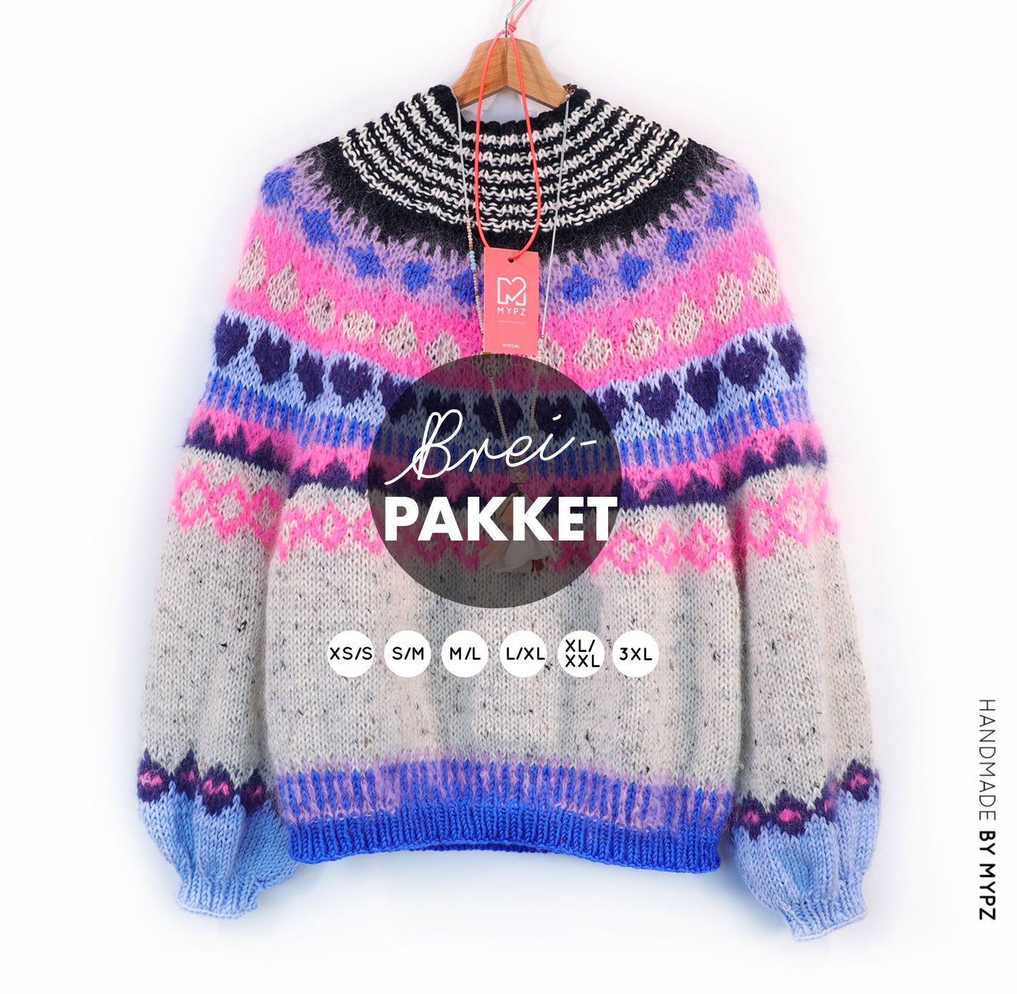 Knitting Kit – MYPZ top-down sweater Blue Heart No6 (ENG-NL-DE)