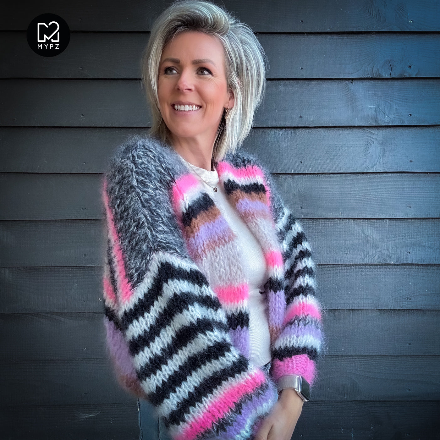 Knit pattern – Short Chunky Mohair Cardigan Alex No.12 (ENG-NL-DE)