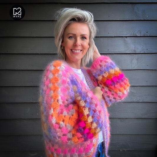 Crochet kit - MYPZ Hexagon Cardigan Pink Vibes (ENG-NL-DE-FR-ES)