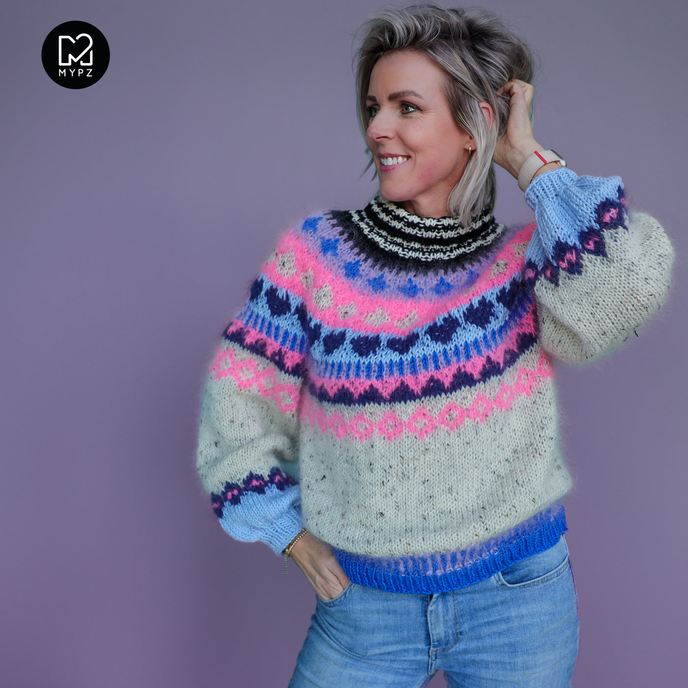 Knitting Kit – MYPZ top-down sweater Blue Heart No6 (ENG-NL-DE)