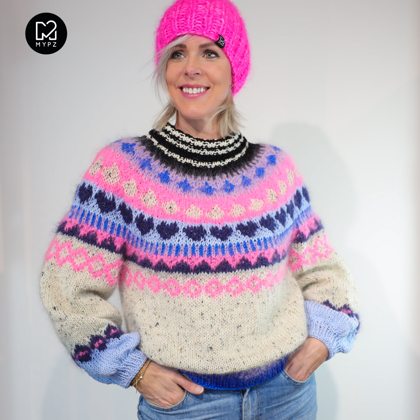 Knitting Kit – MYPZ top-down sweater Blue Heart No6 (ENG-NL-DE)