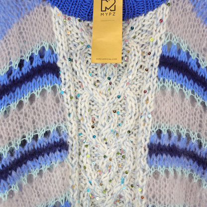 Knit pattern – MYPZ  Light Alpaca Mohair Top Cable Heart Blue No10 (ENG-NL-DE)