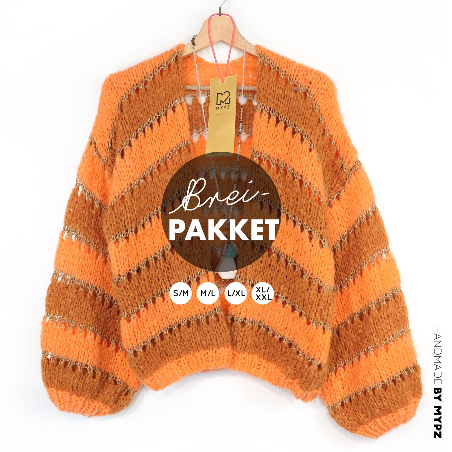 Knitting kit – MYPZ Light Alpaca Cardigan Golden Flow No10 (ENG-NL-DE)