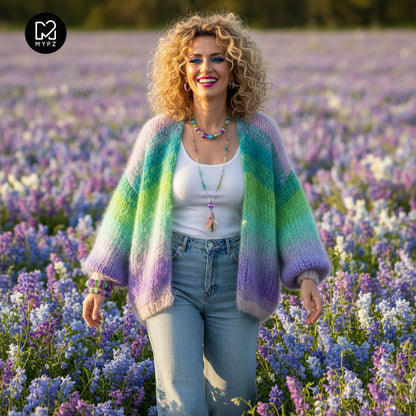 Knitting Kit – MYPZ Chunky Mohair Cardigan Green-Valley No.15 (ENG-NL-DE)