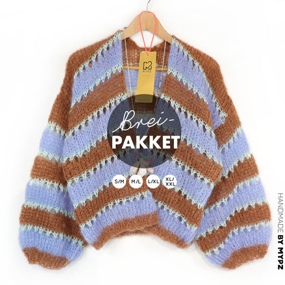 Knitting kit – MYPZ Light Mohair Cardigan Royal Coco No10 (ENG-NL-DE)