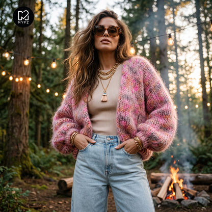 Knitting Kit – MYPZ Short Chunky Alpaca-Mohair Cardigan Pecan Dream No.15 (ENG-DE-NL-ES-FR-IT-DA-SV-NO)