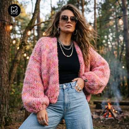 Knitting Kit – MYPZ Short Chunky Alpaca-Mohair Cardigan Pecan Dream No.15 (ENG-DE-NL-ES-FR-IT-DA-SV-NO)