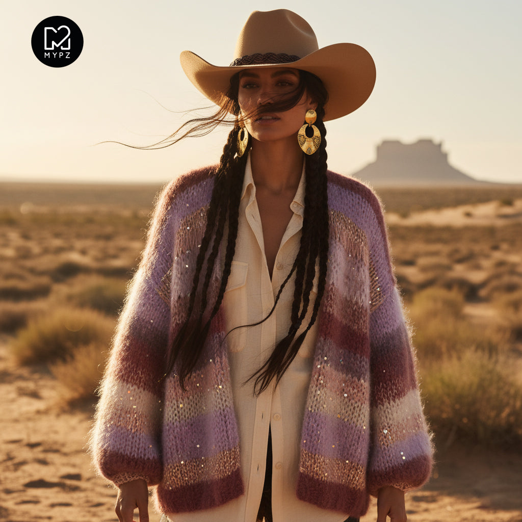 Chunky Mohair cardigan Whisper Rose