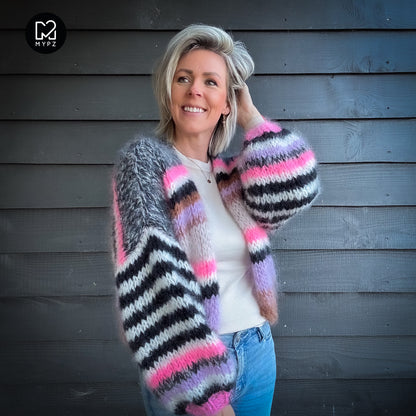 Knit pattern – Short Chunky Mohair Cardigan Alex No.12 (ENG-NL-DE)