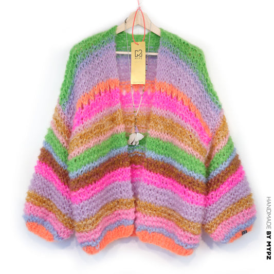 MYPZ Chunky Mohair Cardigan Rainbow Sorbet