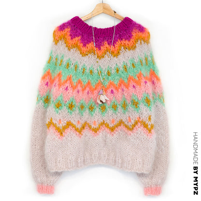 Knit pattern – MYPZ Chunky Topdown Mohair Pullover Snowberry No.12 (ENG-DE-NL-ES-FR-IT-DA-SV-NO)
