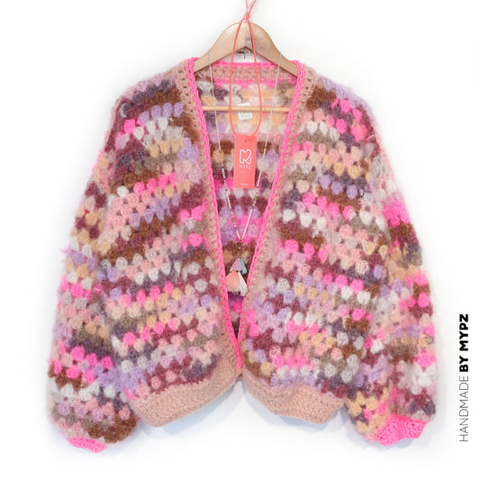 Crochet kit - MYPZ Mohair cardigan Pastel Bloom (ENG-NL-DE)