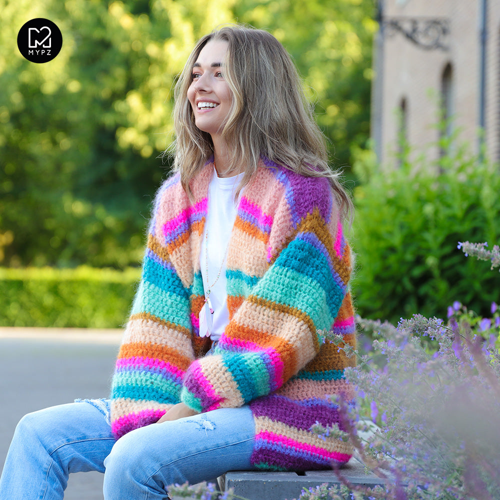 Crochet pattern - Chunky Mohair Cardigan Gemstone (ENG-NL)