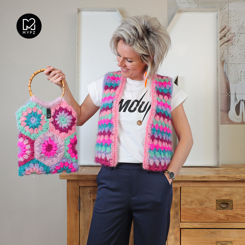 Crochet pattern - MYPZ Mohair Granny stripes Gilet Milano (ENG-NL)