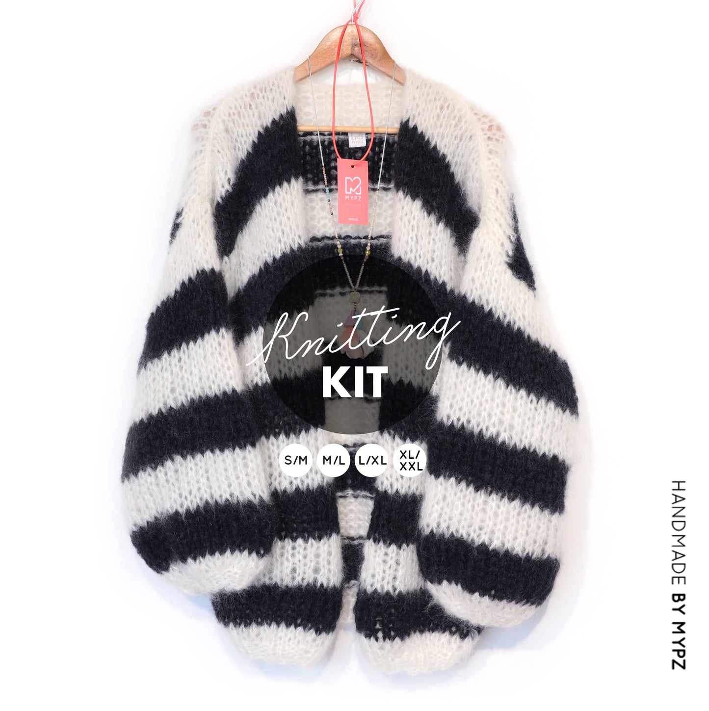 Knitting Kit – MYPZ Chunky Mohair Cardigan Black & White No.15 (ENG-NL-DE)