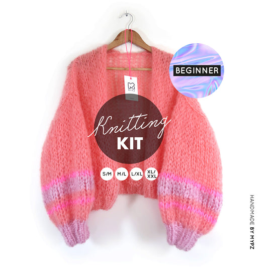 Knitting Kit – MYPZ Short Basic Chunky Cardigan Salmon No.15 – Beginner (ENG-NL-DE)