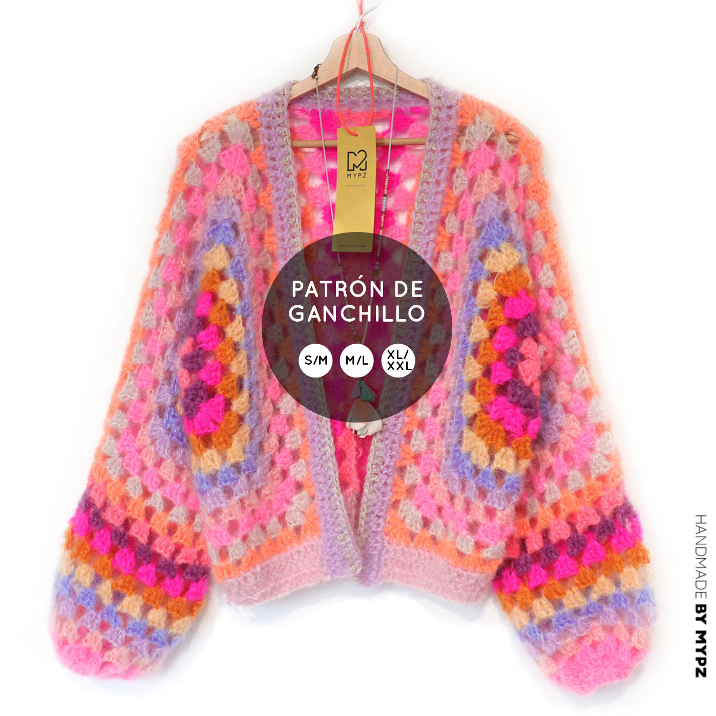 Crochet pattern - MYPZ Hexagon Cardigan Pink Vibes (ENG-NL-DE-FR-ES)