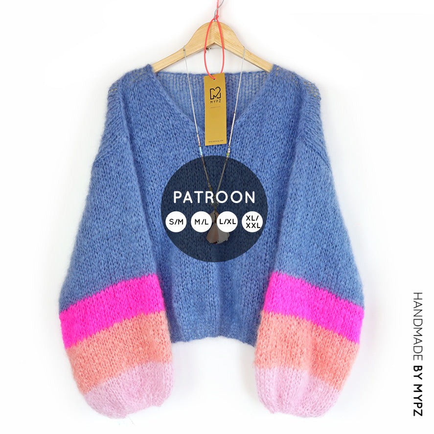 Knit pattern – MYPZ Basic Light Mohair v-neck Pullover Bluish No10 (ENG-NL)