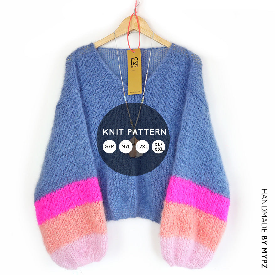 Knit pattern – MYPZ Basic Light Mohair v-neck Pullover Bluish No10 (ENG-NL)