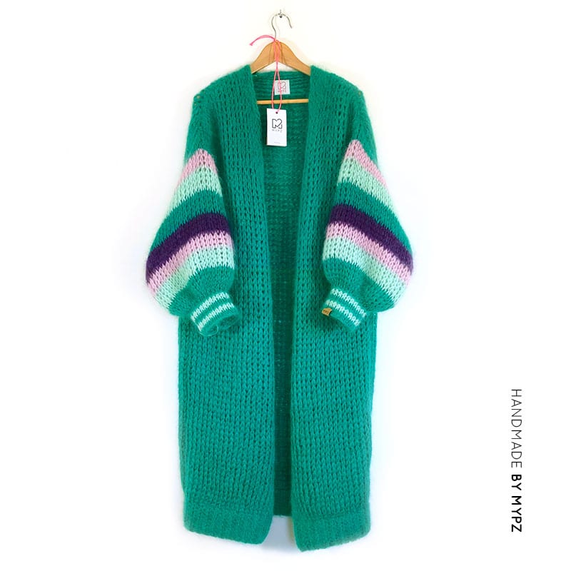 Long green mohair cardigan